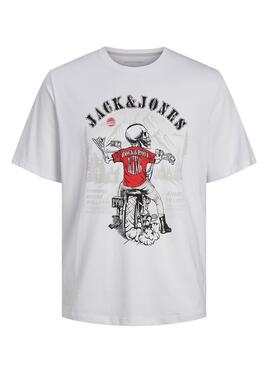 T-shirt Jack and Jones Skull Blanc pour homme