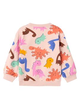 Sweatshirt Name It Nirana dinosaures rose pour fille