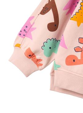 Sweatshirt Name It Nirana dinosaures rose pour fille