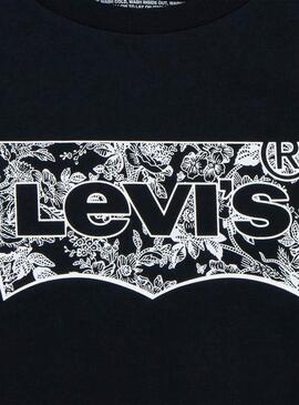 Camiseta Levis Floral Batwing noir pour fille