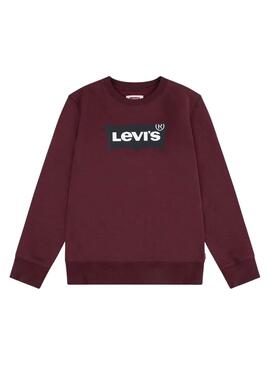 Sweatshirt Levis Batwing Col Rond Bordeaux pour garçon