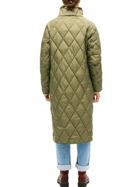 Veste Superdry Superlong Matelassée Verte pour femme