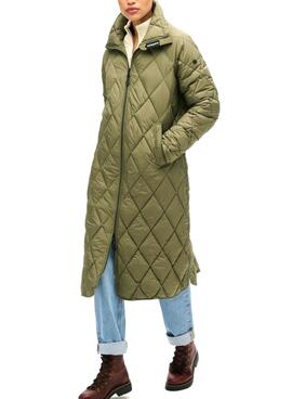 Veste Superdry Superlong Matelassée Verte pour femme