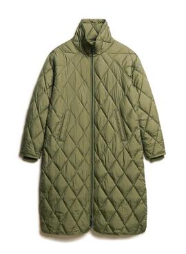 Veste Superdry Superlong Matelassée Verte pour femme