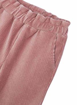 Pantalon Mayoral en velours côtelé rose pour fille