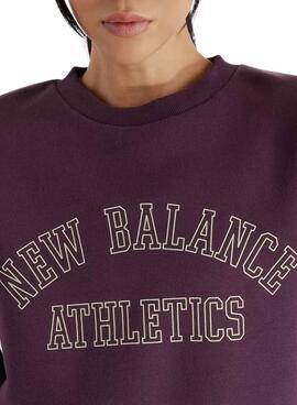 Sweat New Balance Graphic Fleece Crew Violet pour femme