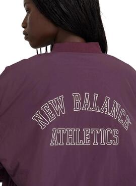  Blouson Bomber New Balance Graphic Woven Violet pour femme