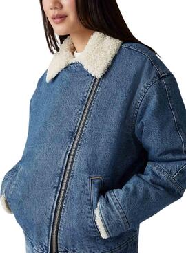 Veste en Jean Sherpa Flight Levis avec Fourrure pour femme