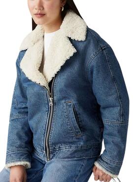 Veste en Jean Sherpa Flight Levis avec Fourrure pour femme