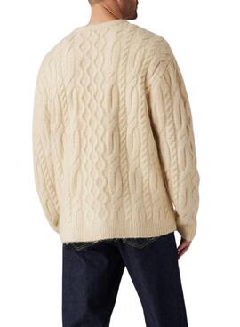 Pull Levis Battery Col Rond Beige pour homme