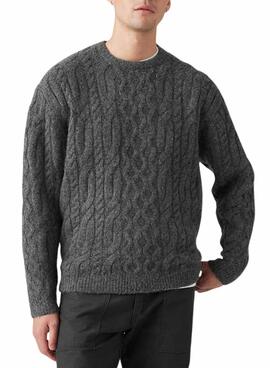 Pull Levis Battery Col Rond Gris pour homme