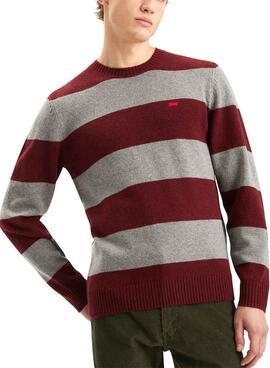 Pull Levis Original Housemark Rayures Bordeaux pour homme