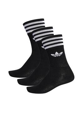 Pack Chaussettes Adidas Solid Crew Noir
