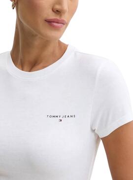 T-shirt Tommy Jeans Slim Linear blanc pour femme