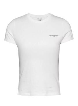 T-shirt Tommy Jeans Slim Linear blanc pour femme