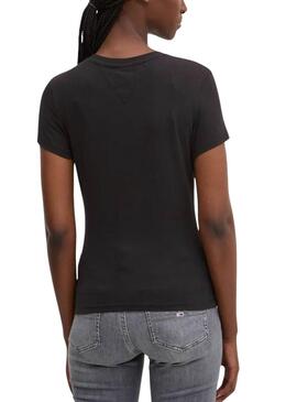 T-shirt Tommy Jeans Slim Linear noir pour femme