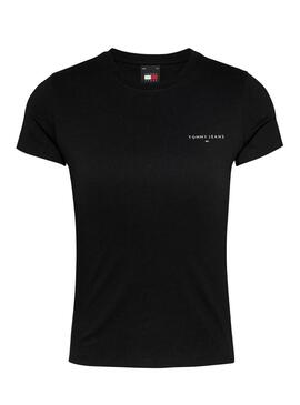 T-shirt Tommy Jeans Slim Linear noir pour femme