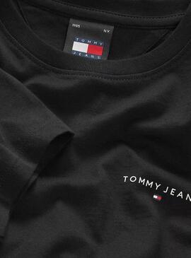 T-shirt Tommy Jeans Slim Linear noir pour femme