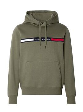 Sweat à capuche Tommy Hilfiger Chest Insert vert pour homme