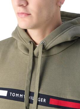 Sweat à capuche Tommy Hilfiger Chest Insert vert pour homme