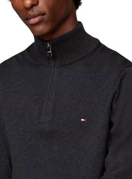 Pull Tommy Hilfiger Mock gris pour homme