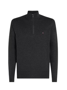 Pull Tommy Hilfiger Mock gris pour homme