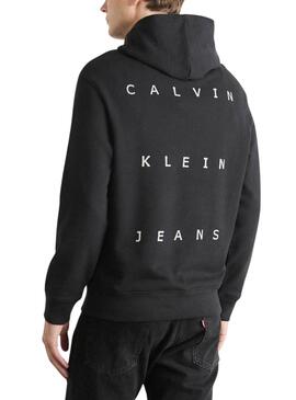 Sweat à capuche Calvin Klein Jeans Stamp noir pour homme