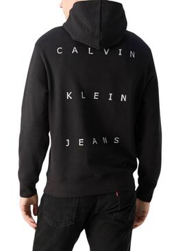 Sweat à capuche Calvin Klein Jeans Stamp noir pour homme