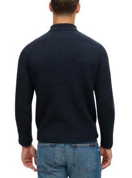 Pull Superdry Merchant Cable Bleu Marine pour homme