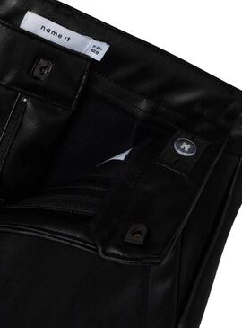 Pantalons en simili cuir Name It Noir pour fille