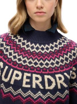 Pull Superdry Fairisle Marine pour femme