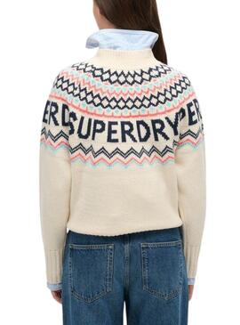 Pull Superdry Fairisle Beige pour femme