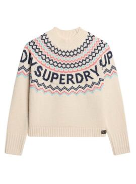 Pull Superdry Fairisle Beige pour femme