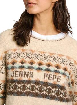 Pull Pepe Jeans Hitty Beige pour femmes