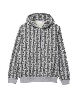 Sweatshirt Monogram Lacoste gris pour homme