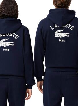 Sweat Lacoste Paris Hood Bleu Marine pour femmes et hommes