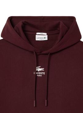 Sweatshirt Paris Lacoste bordeaux pour homme et femme