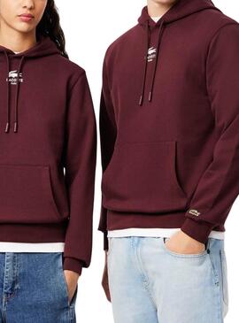 Sweatshirt Paris Lacoste bordeaux pour homme et femme