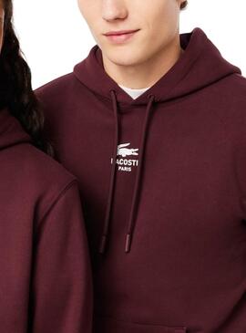 Sweatshirt Paris Lacoste bordeaux pour homme et femme