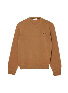 Pull Lacoste Tricot camel pour homme