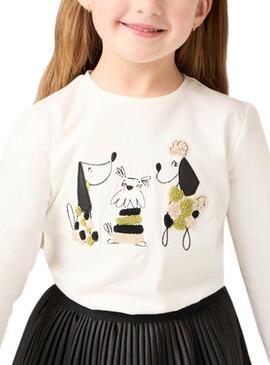 T-shirt Mayoral Whimsical Woofs blanche pour fille