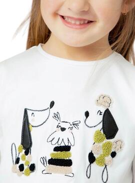 T-shirt Mayoral Whimsical Woofs blanche pour fille