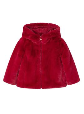 Manteau en fausse fourrure Mayoral rouge bordeaux pour fille