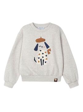 Sweat-shirt Mayoral Chien Bohémien Gris pour fille