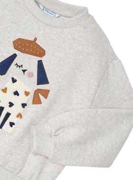 Sweat-shirt Mayoral Chien Bohémien Gris pour fille