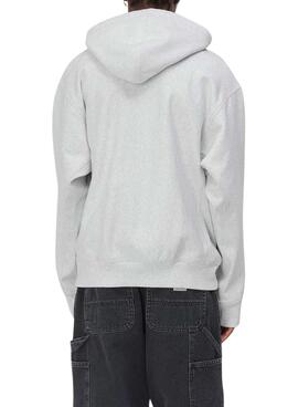 Sweat à capuche Carhartt Hooded American Script gris pour homme