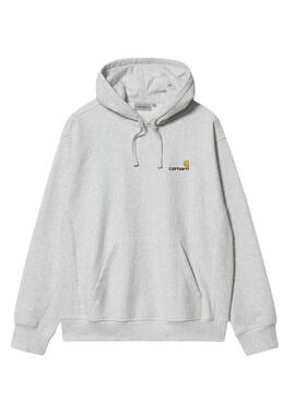 Sweat à capuche Carhartt Hooded American Script gris pour homme