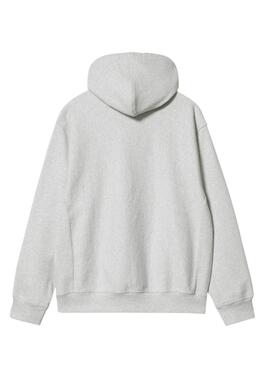 Sweat à capuche Carhartt Hooded American Script gris pour homme