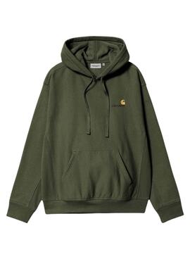 Sweat à Capuche Carhartt Hooded American Script Vert pour homme