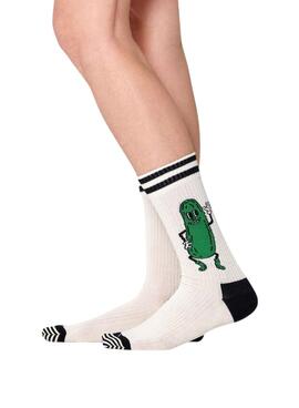 Chaussettes Happy Socks Pickles Blanc pour femme et homme